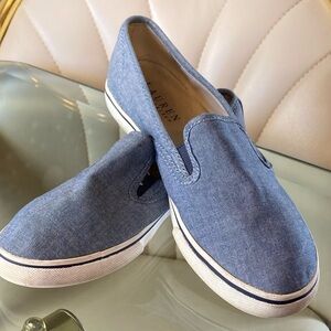 Lauren Ralph Lauren Blue Denim Janis Canvas Women's Slip ins